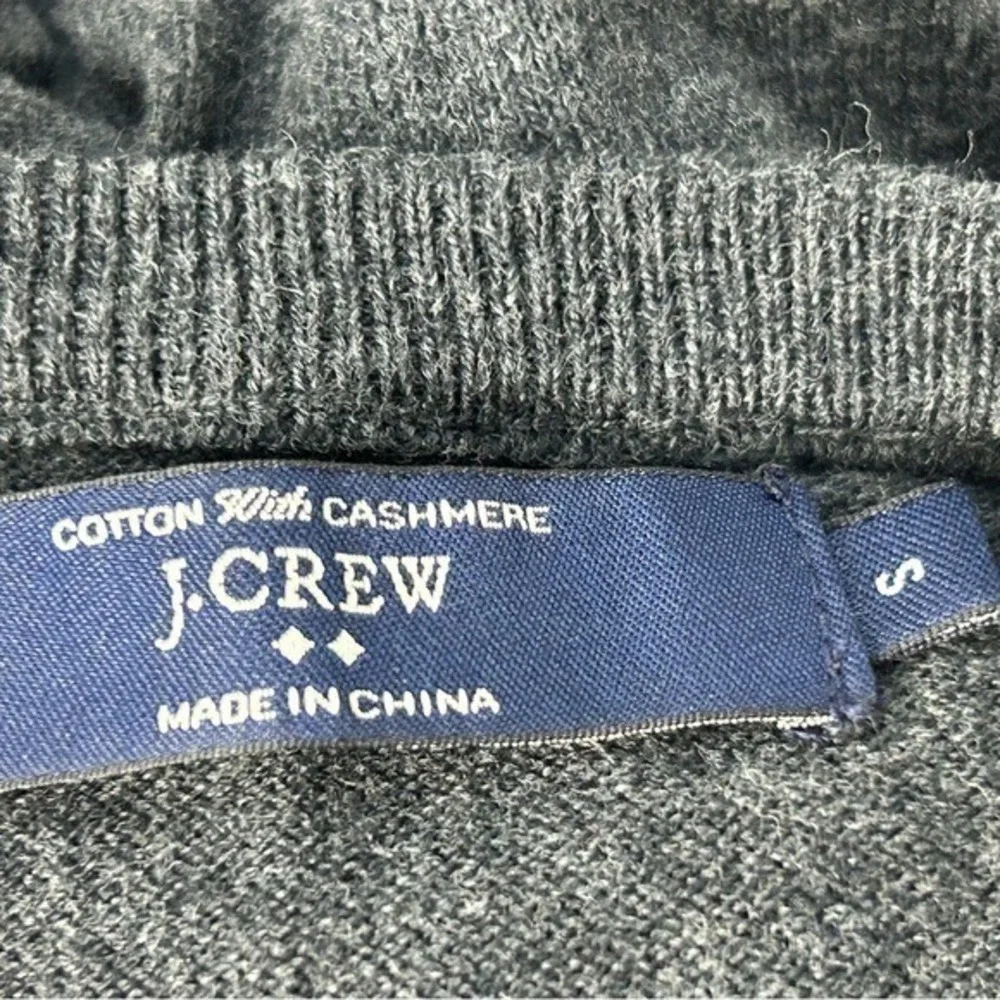 J. Crew Cotton &‎ Cashmere Black V-Neck Sweater Small